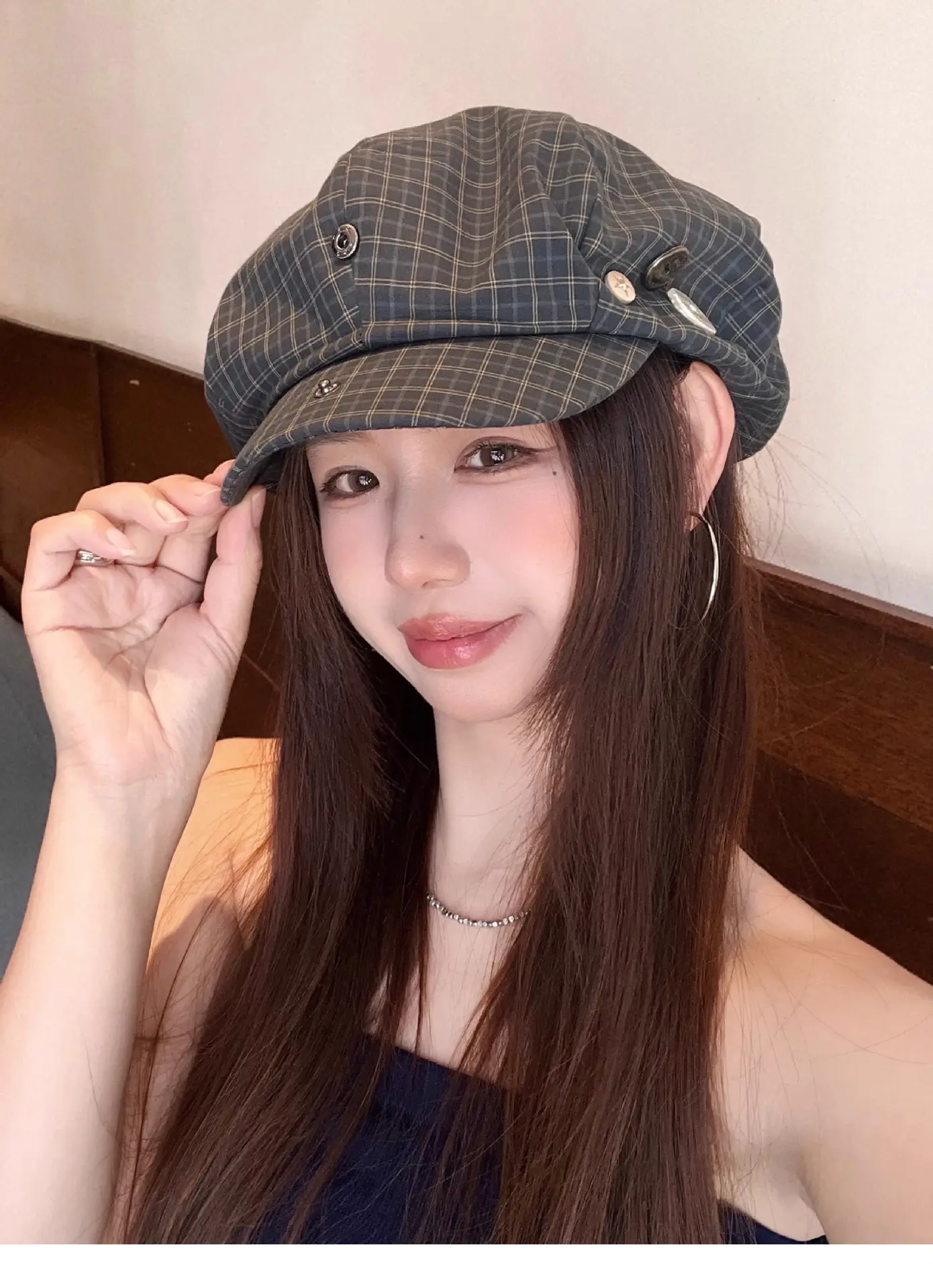 2025 Korean Plaid Duckbill Cap for Women — feature 7