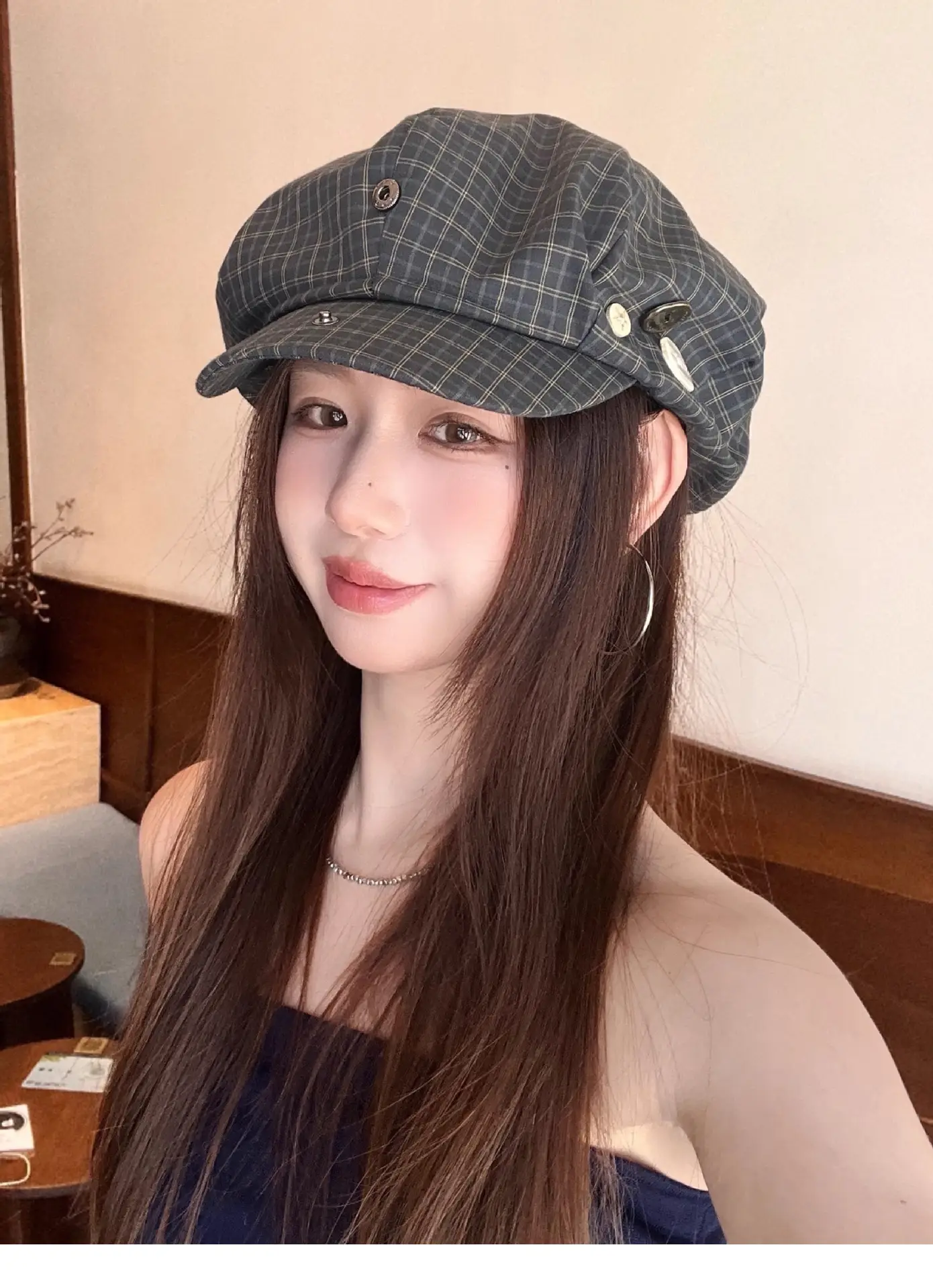 2025 Korean Plaid Duckbill Cap for Women — feature 8