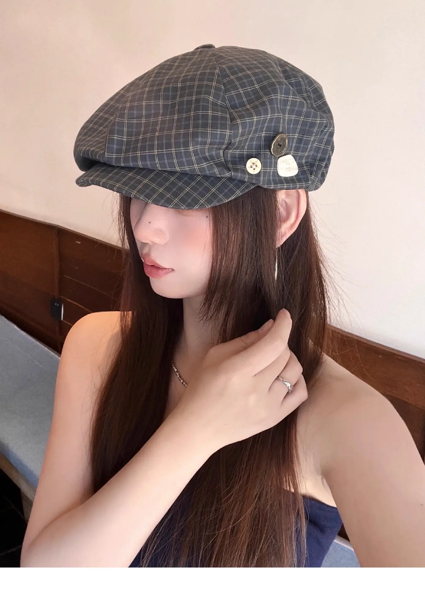 2025 Korean Plaid Duckbill Cap for Women — feature 9
