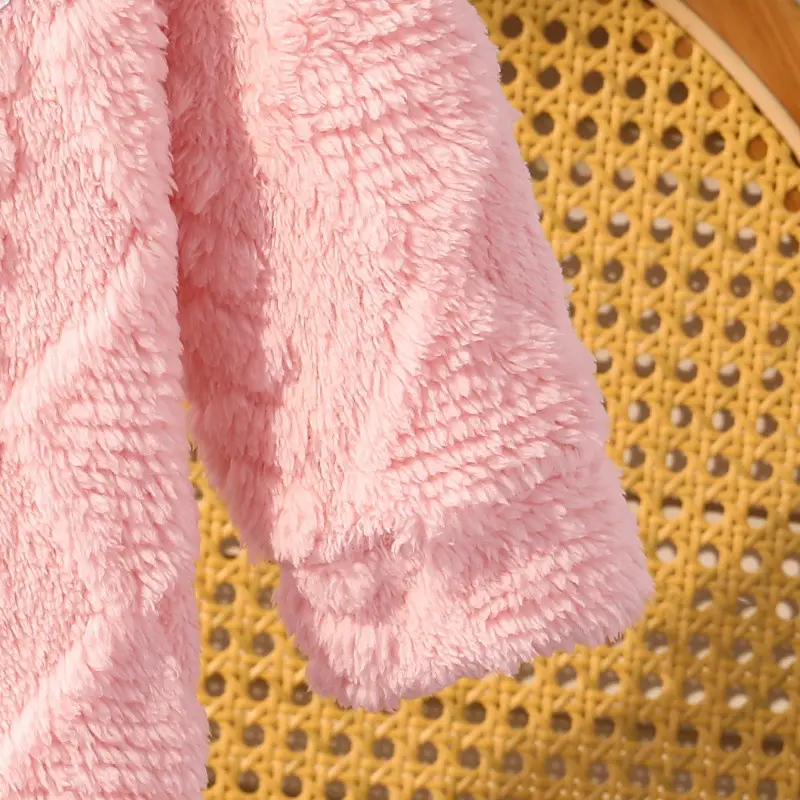 Cross-Border Amazon Little Girl Baby Autumn and Winter Coral Velvet Home Clothes Cute Rabbit Pink Long Outwear — feature 11