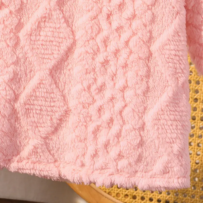 Cross-Border Amazon Little Girl Baby Autumn and Winter Coral Velvet Home Clothes Cute Rabbit Pink Long Outwear — feature 13