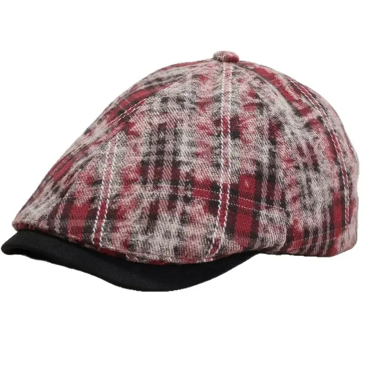 Women Retro Plaid Duckbill Cap Spring Autumn - Image 10