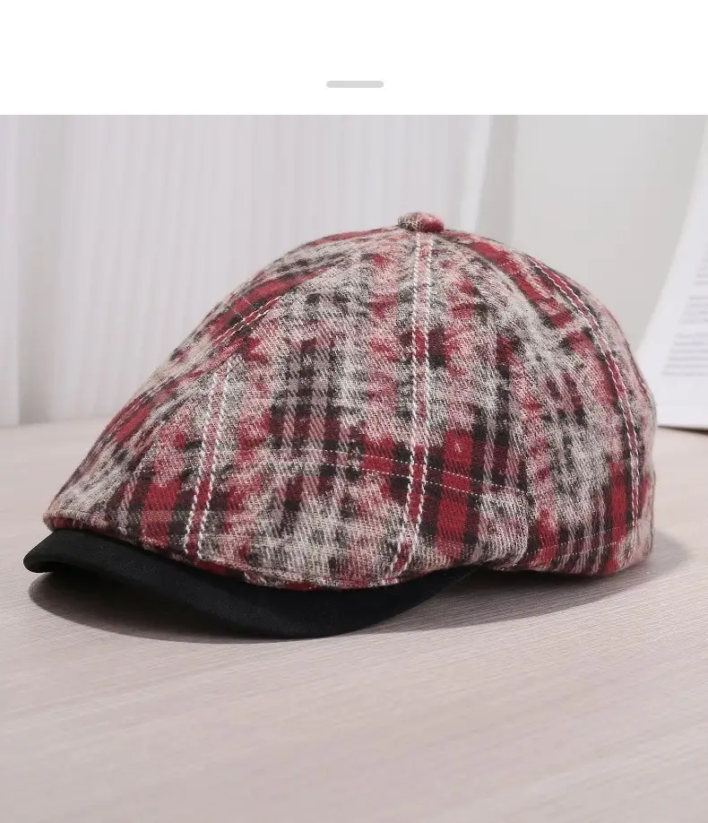 Women Retro Plaid Duckbill Cap Spring Autumn — feature 11