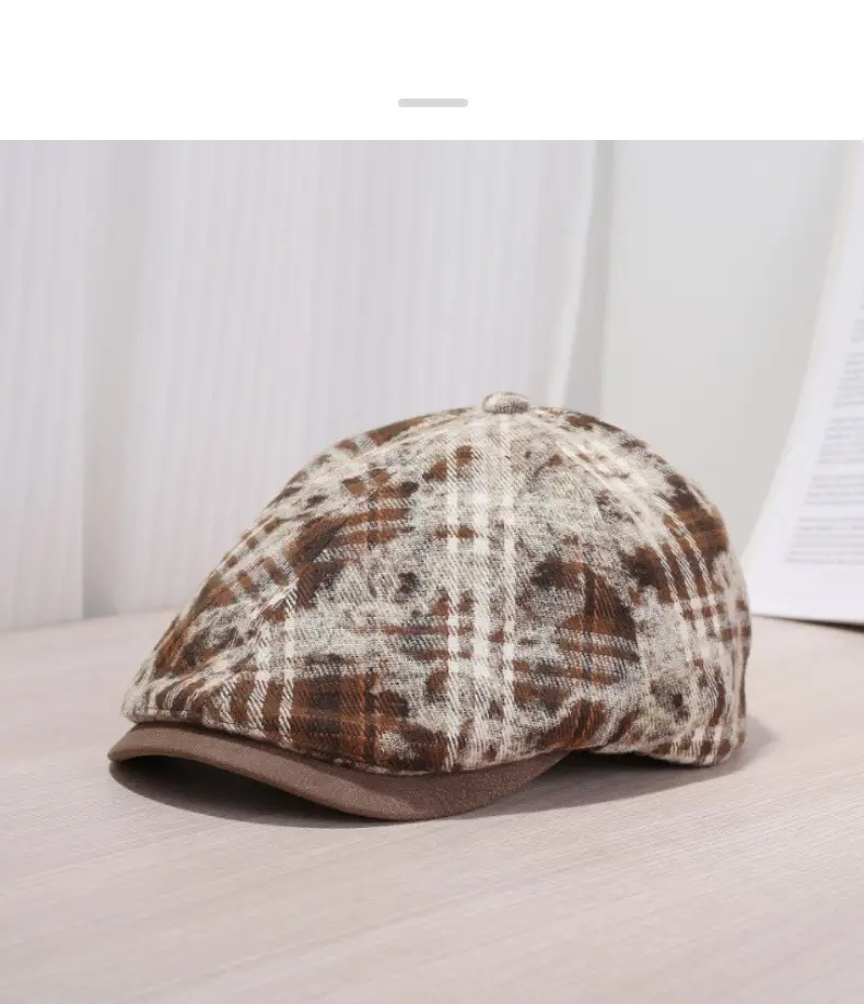 Women Retro Plaid Duckbill Cap Spring Autumn — feature 12