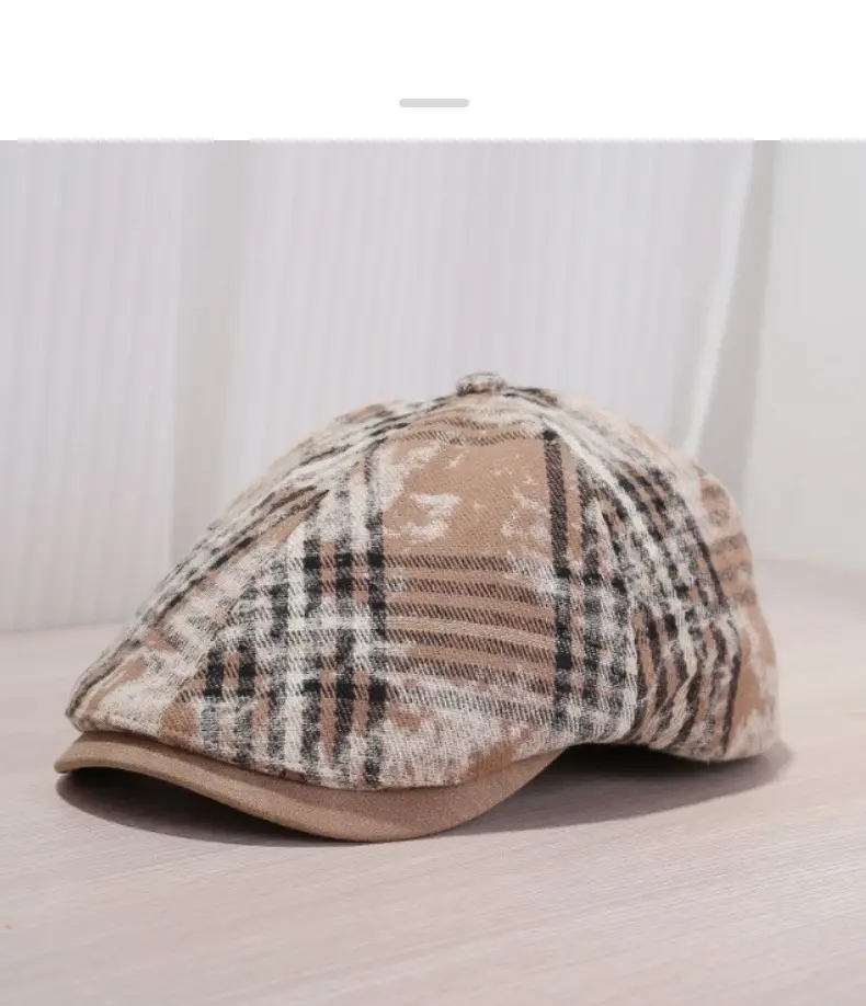 Women Retro Plaid Duckbill Cap Spring Autumn — feature 13