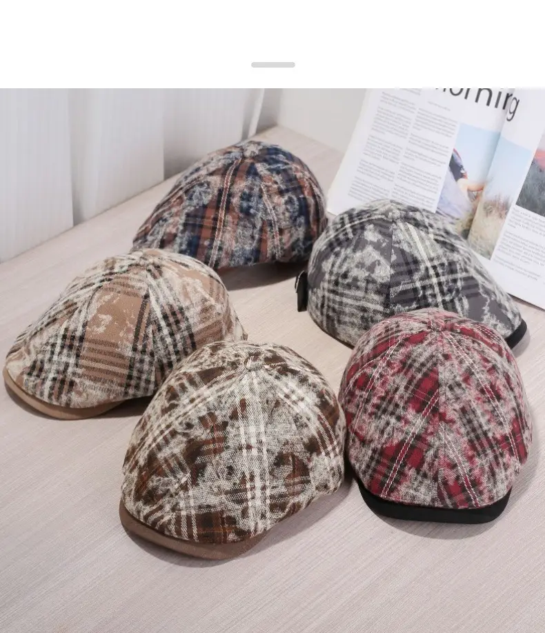 Women Retro Plaid Duckbill Cap Spring Autumn — feature 5