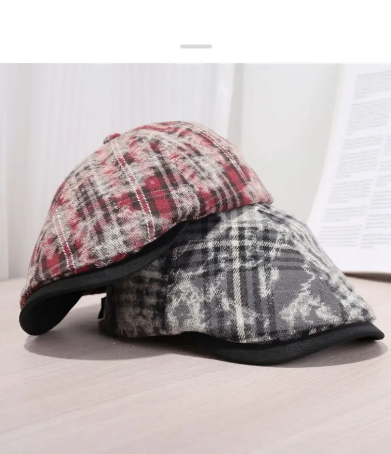 Women Retro Plaid Duckbill Cap Spring Autumn — feature 6