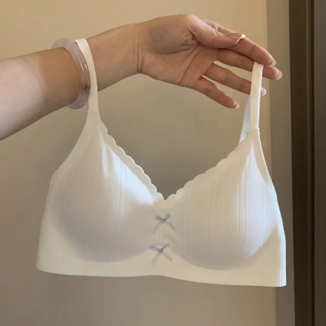 Seamless, Comfortable Underwear for Women with Small Busts, Enhancing and Enlarging Appearance, Wireless, Japanese Sweet Style, Thin Bow Bra