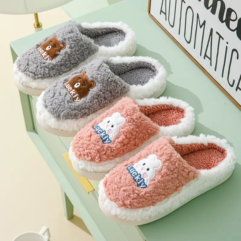 Cotton Plush Slippers for Women Warm Indoor Winter - Image 9