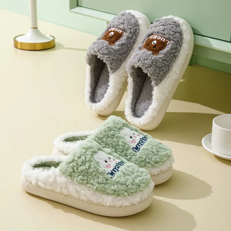 Cotton Plush Slippers for Women Warm Indoor Winter - Image 11