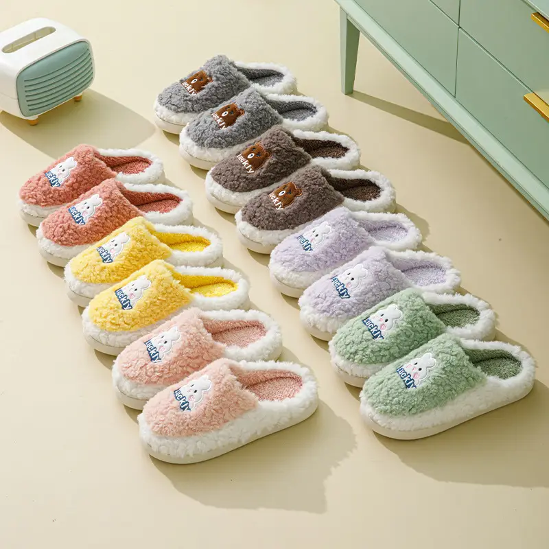 Cotton Plush Slippers for Women Warm Indoor Winter — feature 1