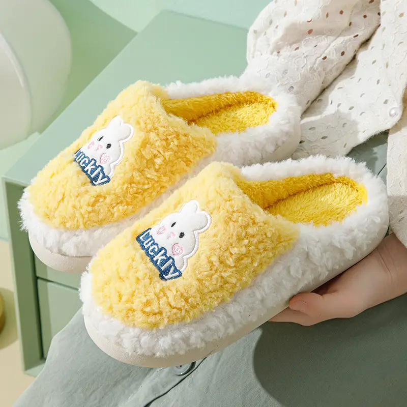 Cotton Plush Slippers for Women Warm Indoor Winter - Image 3