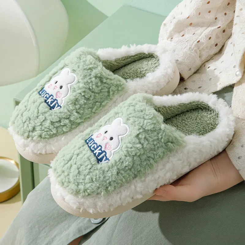 Cotton Plush Slippers for Women Warm Indoor Winter - Image 4