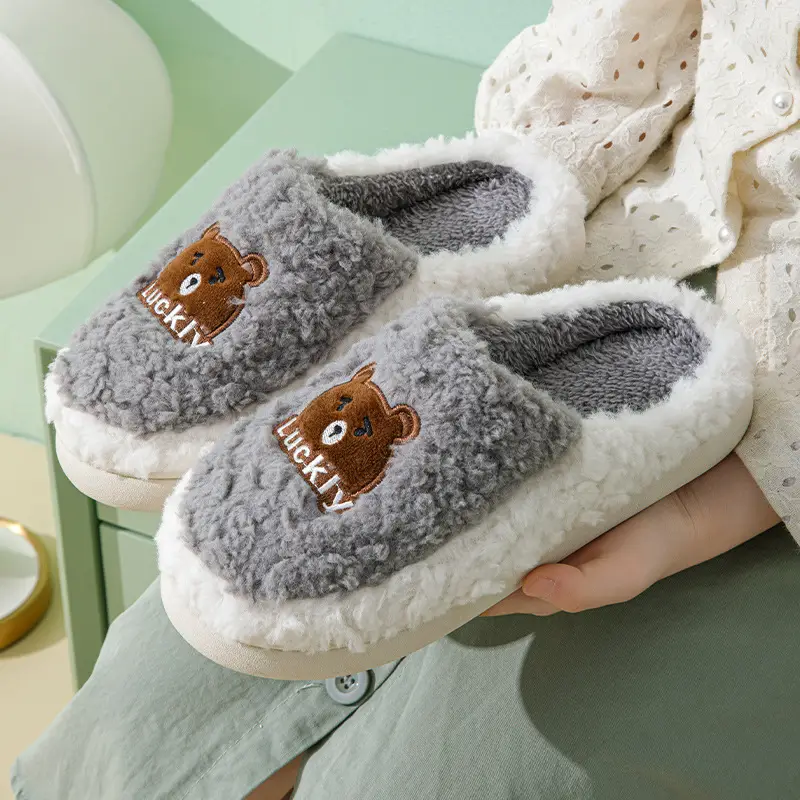 Cotton Plush Slippers for Women Warm Indoor Winter - Image 6