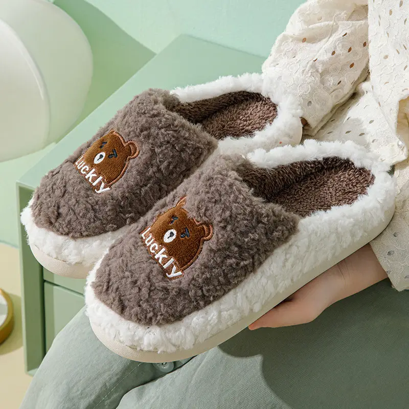 Cotton Plush Slippers for Women Warm Indoor Winter - Image 7