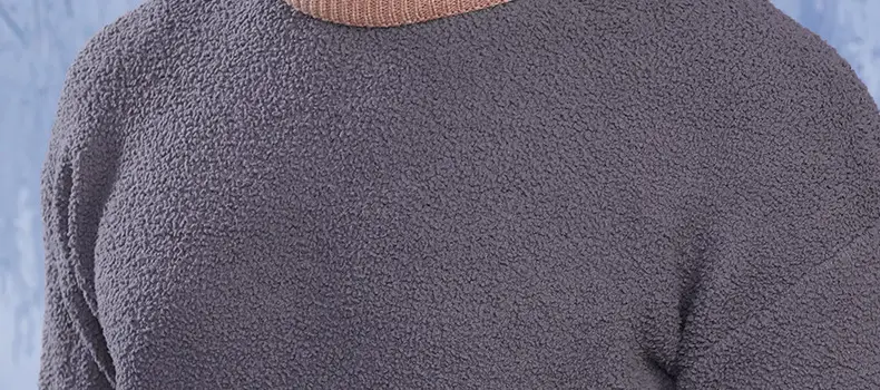 Men Winter Neck Warmer & Hat Set Gray Woolen — feature 15