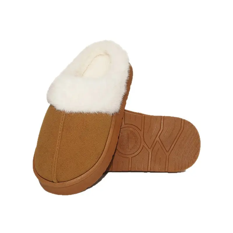 Cross-Border Winter Indoor Plush Slippers with Fleece Lining, Warm, Thick-Soled, Height-Increasing, Non-Slip, Home-Use Women's Cotton Slippers for Export