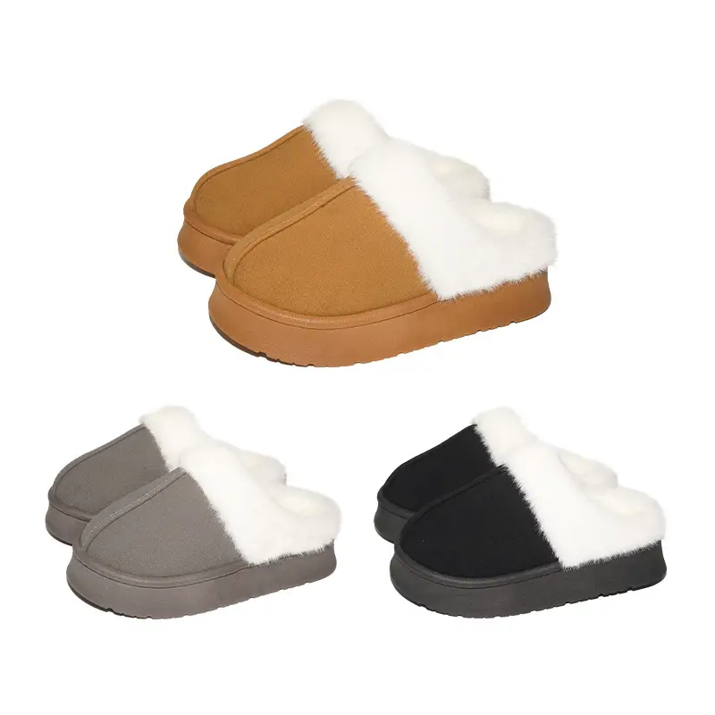 Cross-Border Winter Indoor Plush Slippers with Fleece Lining, Warm, Thick-Soled, Height-Increasing, Non-Slip, Home-Use Women's Cotton Slippers for Export — feature 11