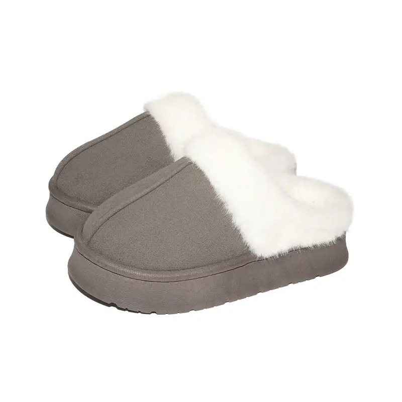 Cross-Border Winter Indoor Plush Slippers with Fleece Lining, Warm, Thick-Soled, Height-Increasing, Non-Slip, Home-Use Women's Cotton Slippers for Export