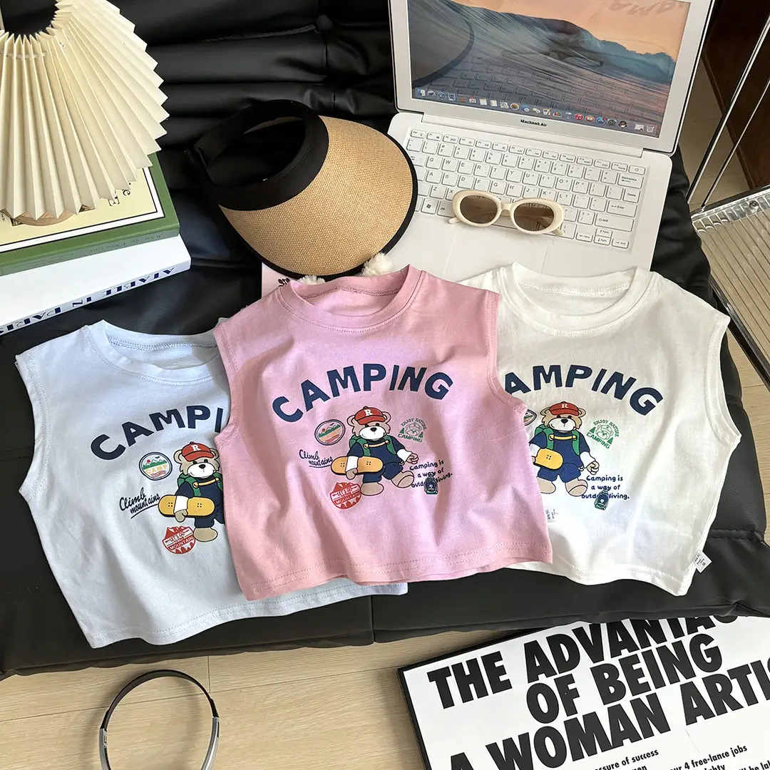 Children's Camping T-Shirt Sleeveless Round Neck