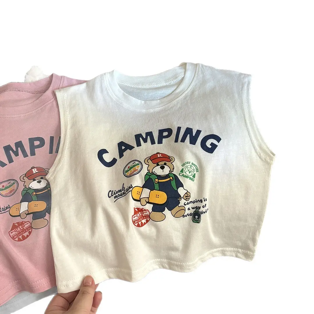 Children's Camping T-Shirt Sleeveless Round Neck