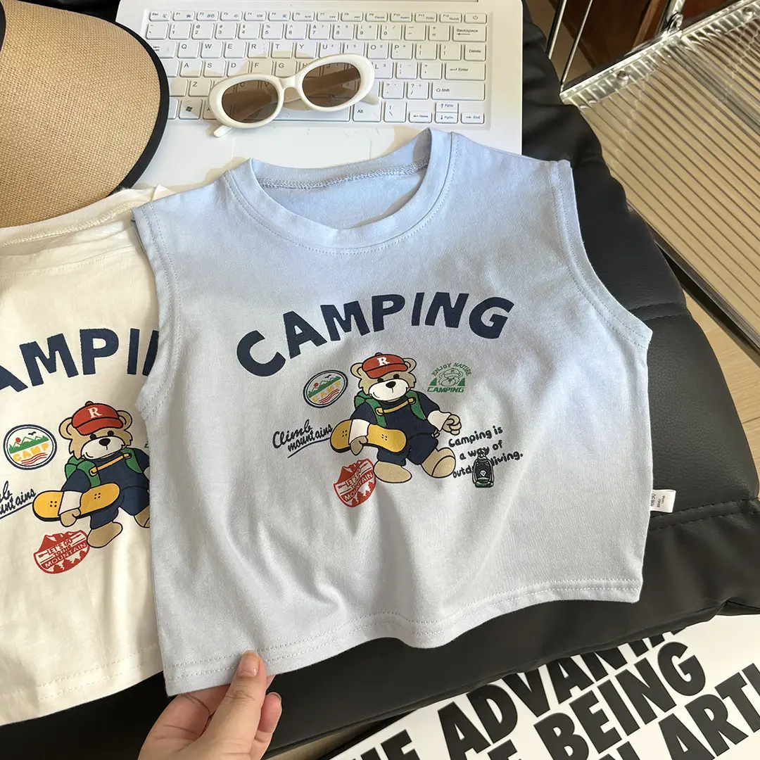 Children's Camping T-Shirt Sleeveless Round Neck