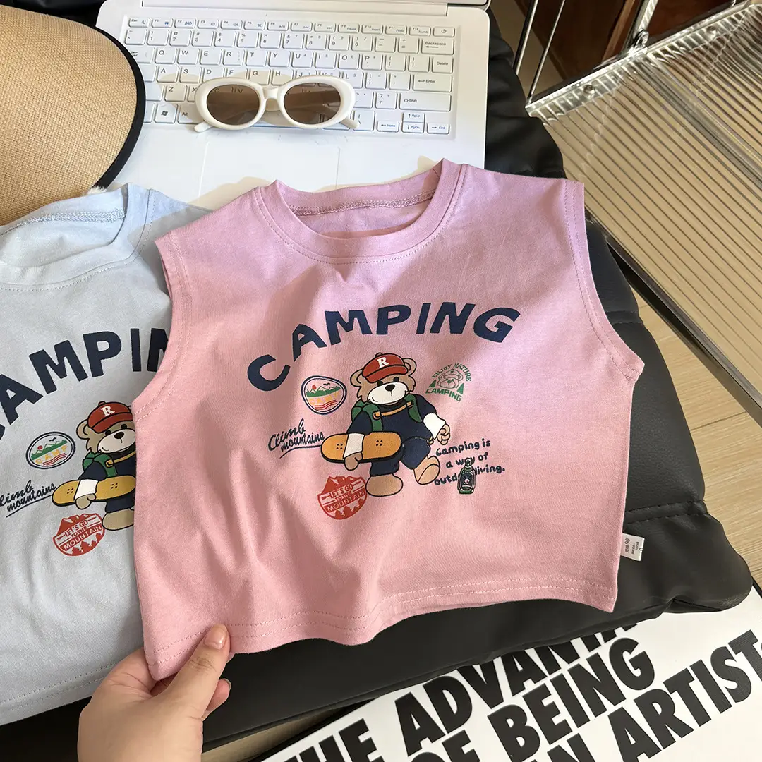 Children's Camping T-Shirt Sleeveless Round Neck
