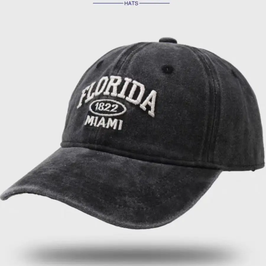 Florida Miami Washed Cap for Women Summer Sunshade Duckbill