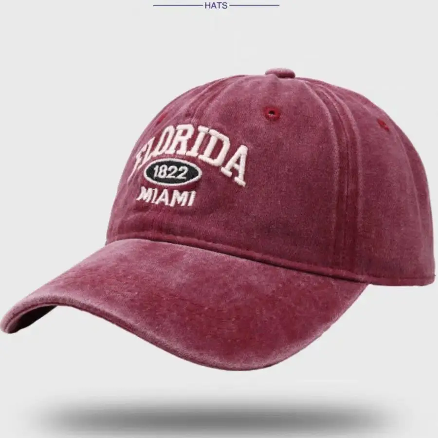 Florida Miami Washed Cap for Women Summer Sunshade Duckbill