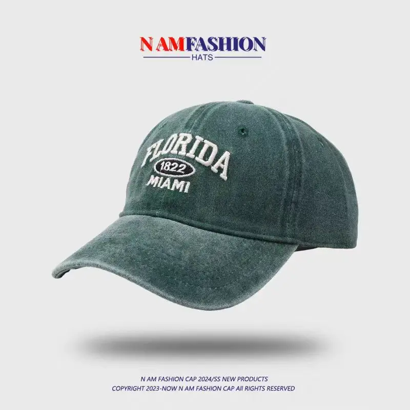 Florida Miami Washed Cap for Women Summer Sunshade Duckbill