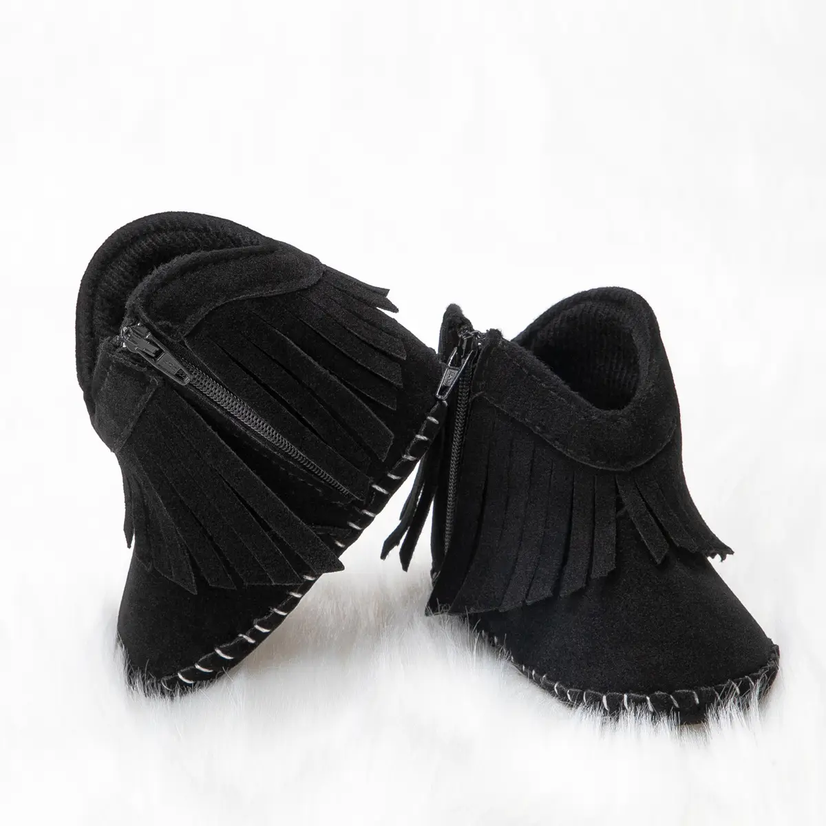 Fleece Lined Baby Boots with Tassel & Rubber Sole