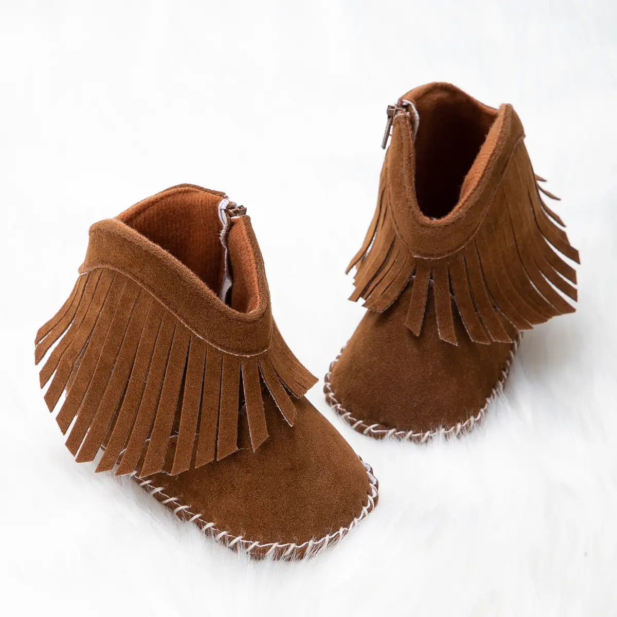 Fleece Lined Baby Boots with Tassel & Rubber Sole