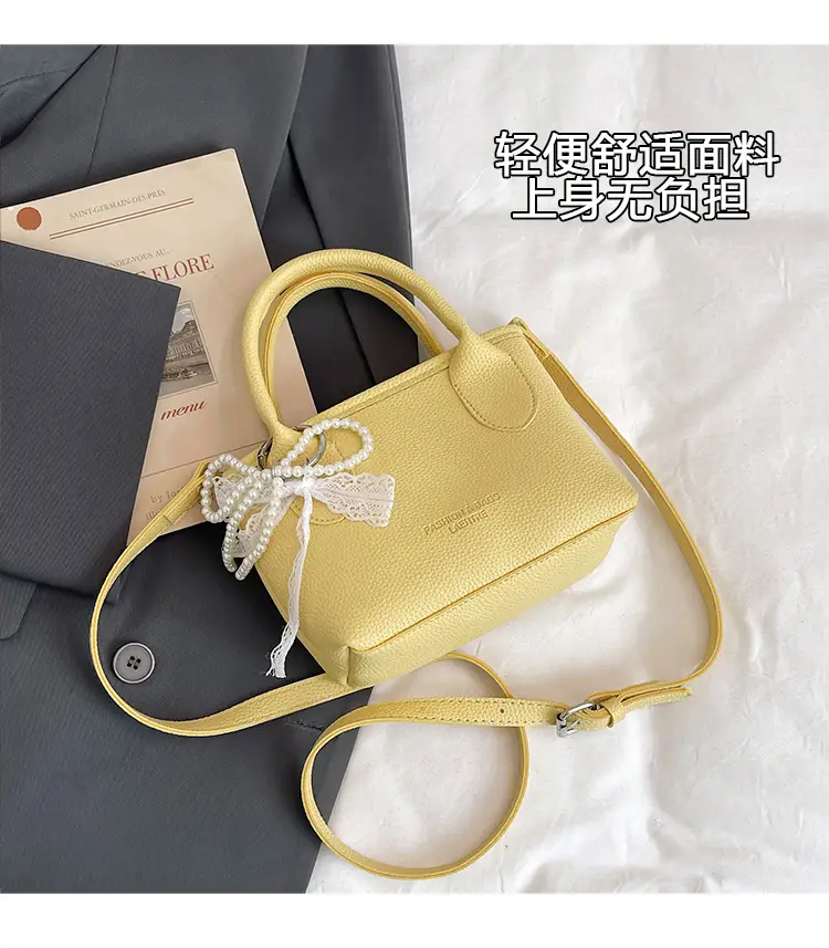 White Lace Bucket Bag with Pearl Drop for Women — feature 4