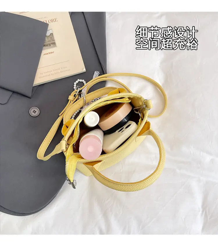 White Lace Bucket Bag with Pearl Drop for Women — feature 6