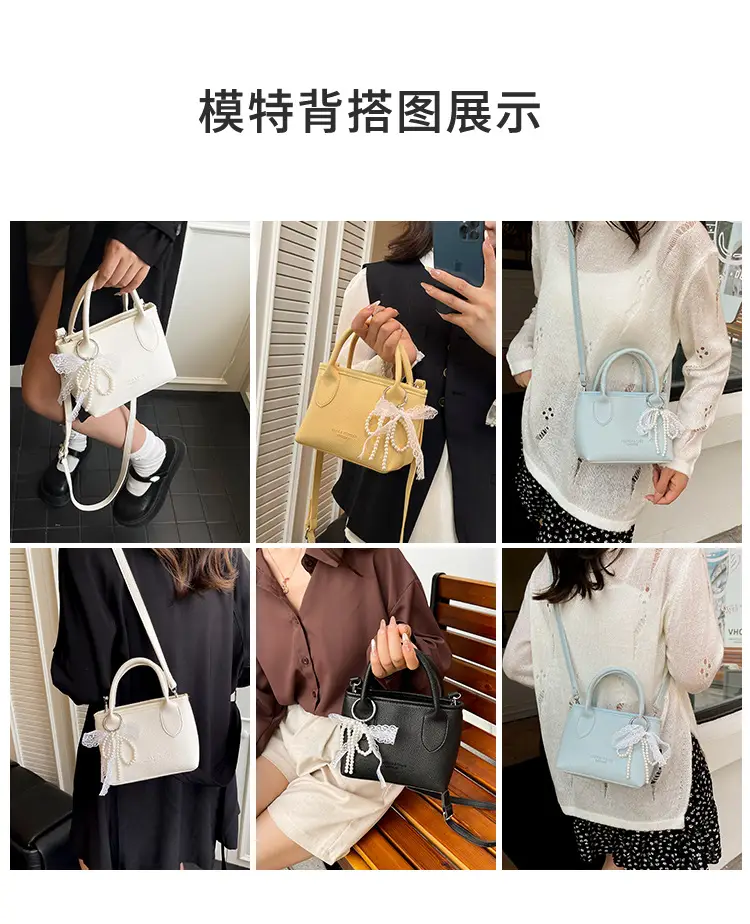White Lace Bucket Bag with Pearl Drop for Women — feature 7