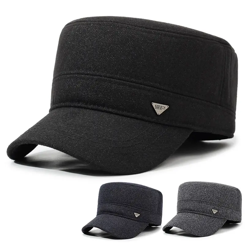 Men's Black Winter Peaked Cap Baseball Cap