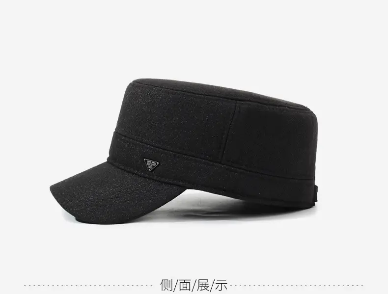 Men's Black Winter Peaked Cap Baseball Cap — feature 10