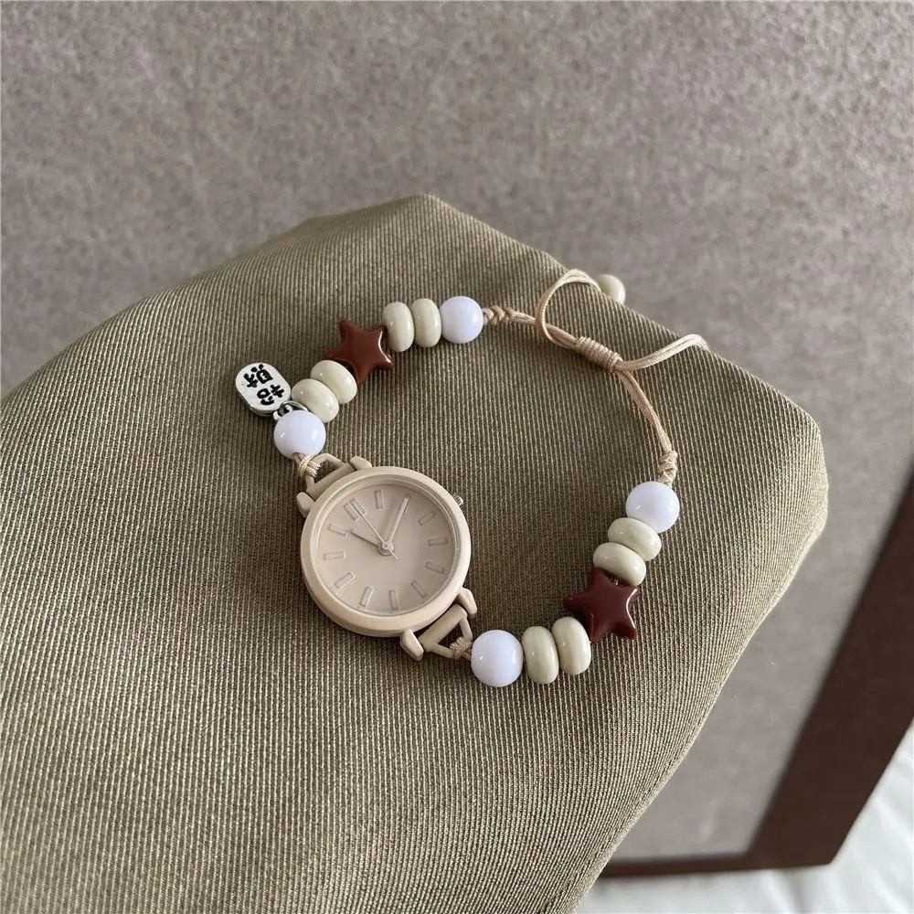 Ins Milky Handmade Women's Bracelet Watch Literary and Simple Girl Bestie Watch Niche Student Watch - Image 2