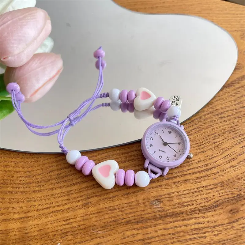 Ins Milky Handmade Women's Bracelet Watch Literary and Simple Girl Bestie Watch Niche Student Watch - Image 5