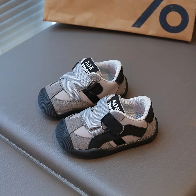 Baby Sandals Grey Black Adjustable Strap