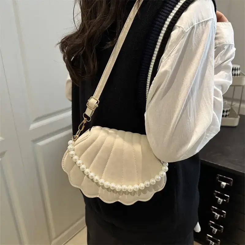 Pink Pearl Embellished Crossbody Bag for Women - Image 6