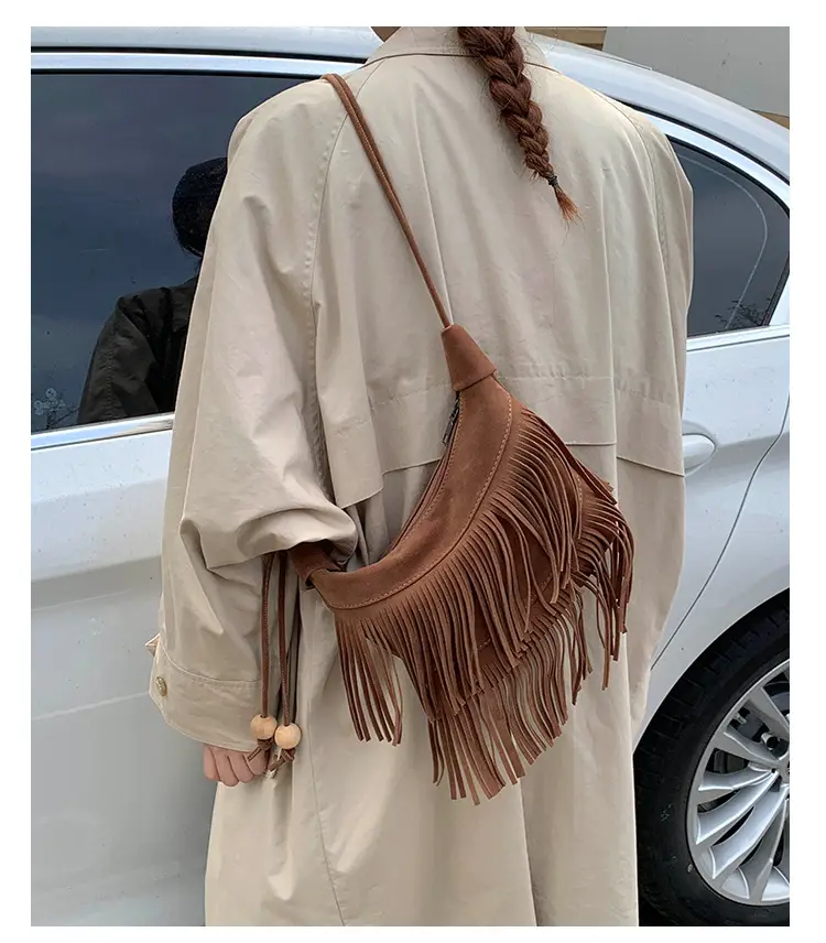 Women Korean Style Fringe Shoulder Bag Brown 2025 — feature 12