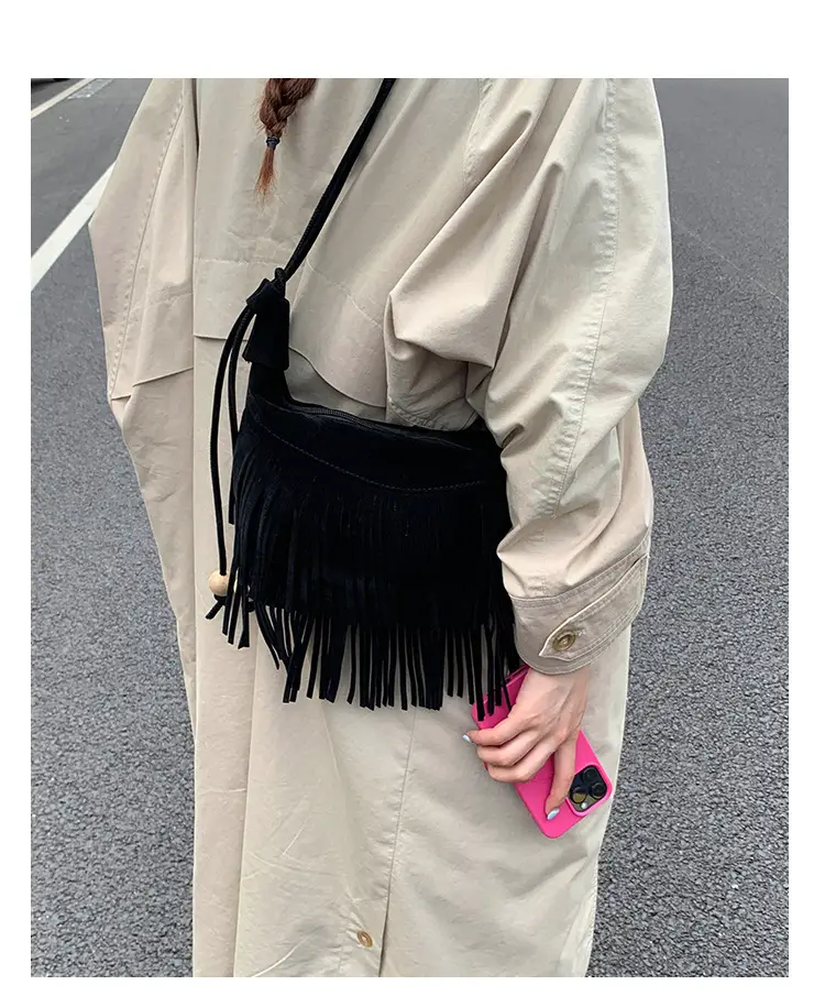 Women Korean Style Fringe Shoulder Bag Brown 2025 — feature 13