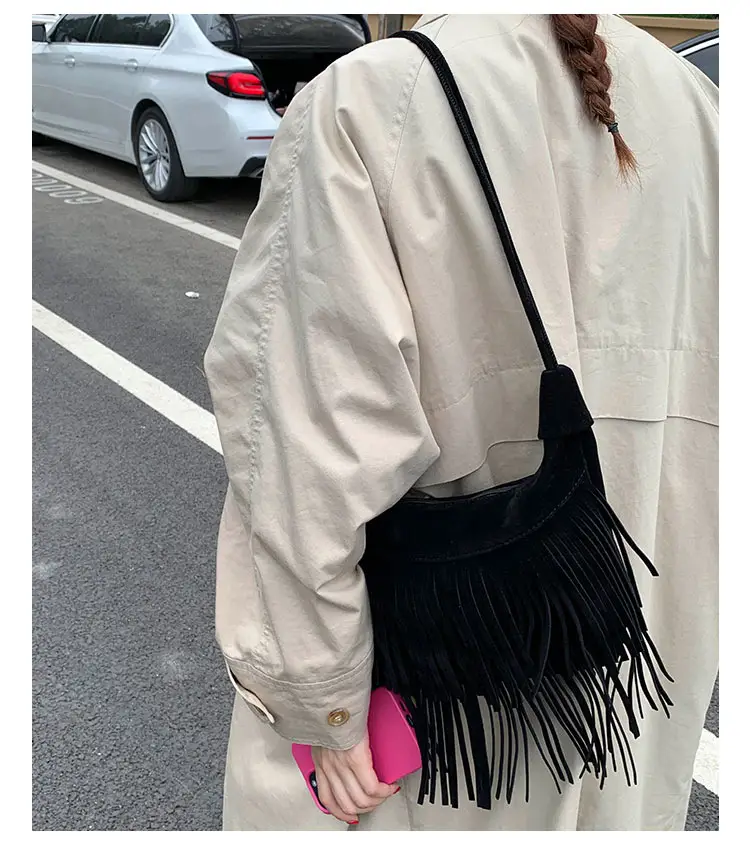 Women Korean Style Fringe Shoulder Bag Brown 2025 — feature 15