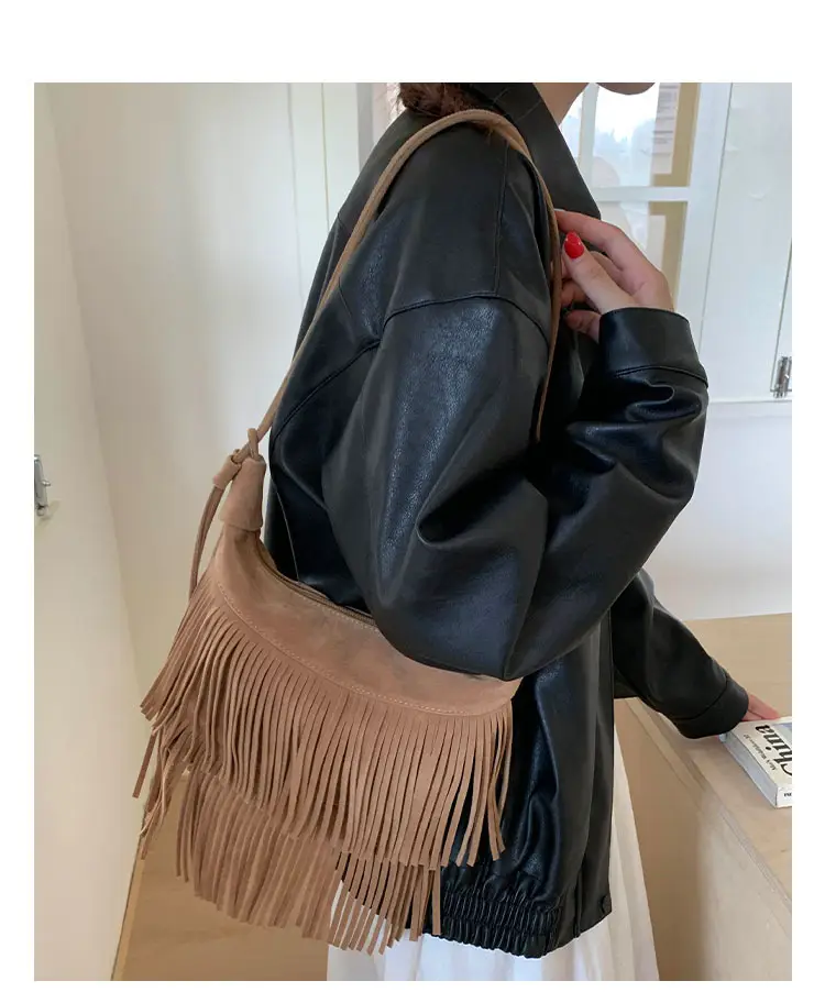 Women Korean Style Fringe Shoulder Bag Brown 2025 — feature 17