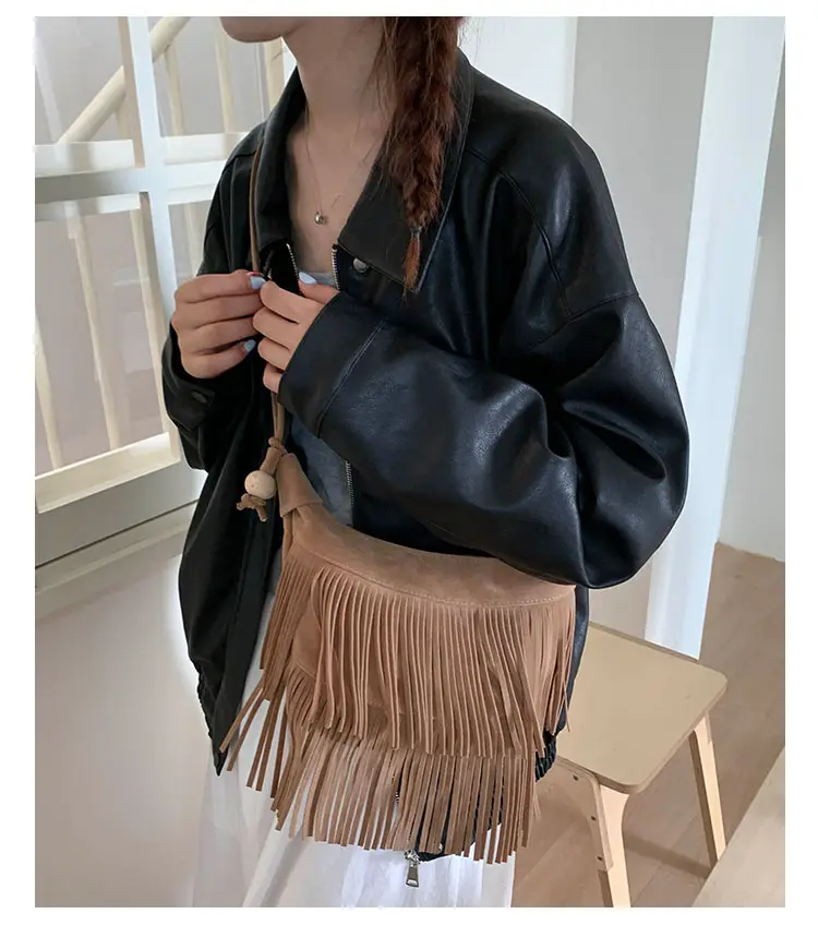 Women Korean Style Fringe Shoulder Bag Brown 2025 — feature 18