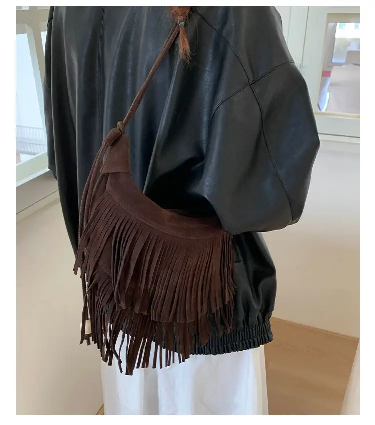 Women Korean Style Fringe Shoulder Bag Brown 2025 — feature 19