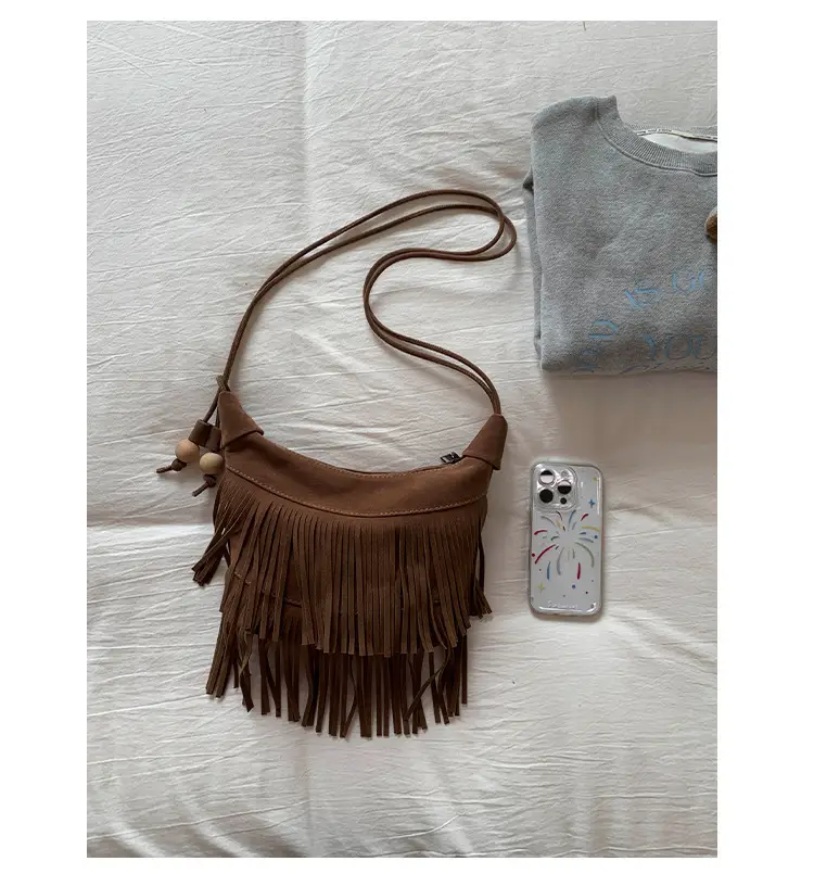 Women Korean Style Fringe Shoulder Bag Brown 2025 — feature 22