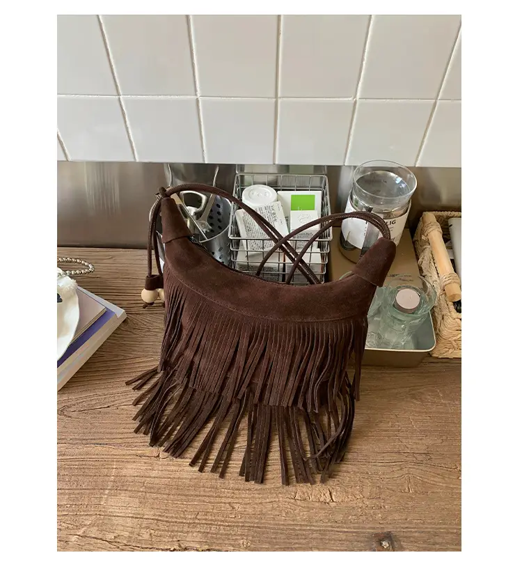 Women Korean Style Fringe Shoulder Bag Brown 2025 — feature 23