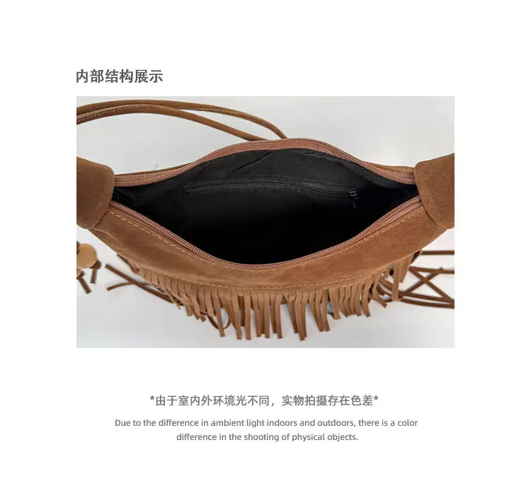 Women Korean Style Fringe Shoulder Bag Brown 2025 — feature 4